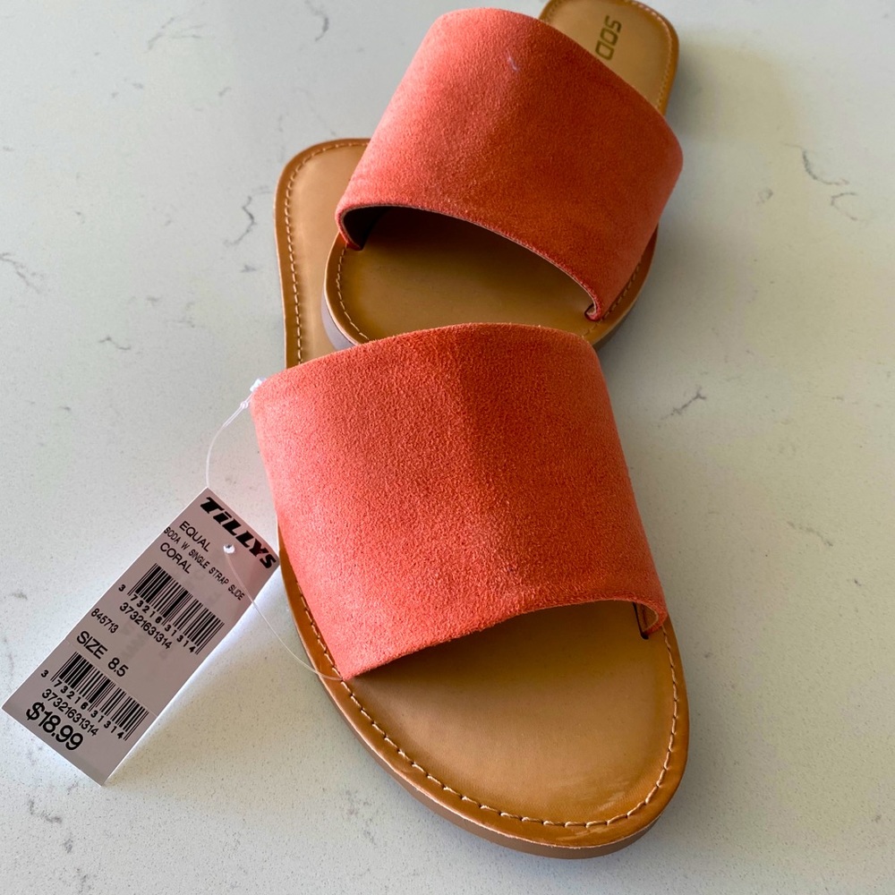 Coral slip on sandals - NEVER WORN